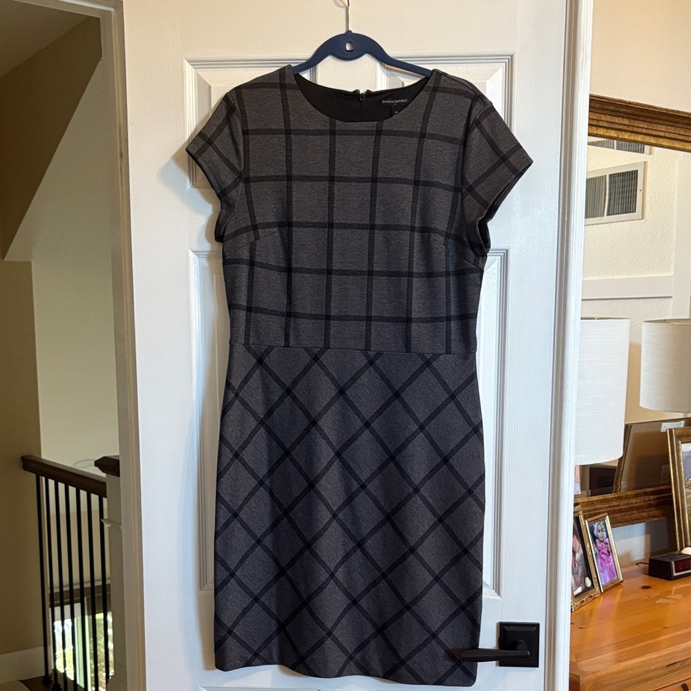 Banana Republic Charcoal Plaid Mini Dress